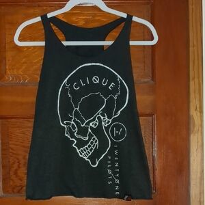 Twenty One Pilots Clique Skull Graphic Tank Top - Black